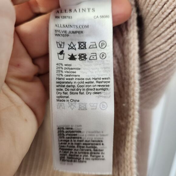 AllSaints Wool Cashmere Blend Knit Sweater M Cozycore Fall Neutral Casual School - Picture 5 of 7